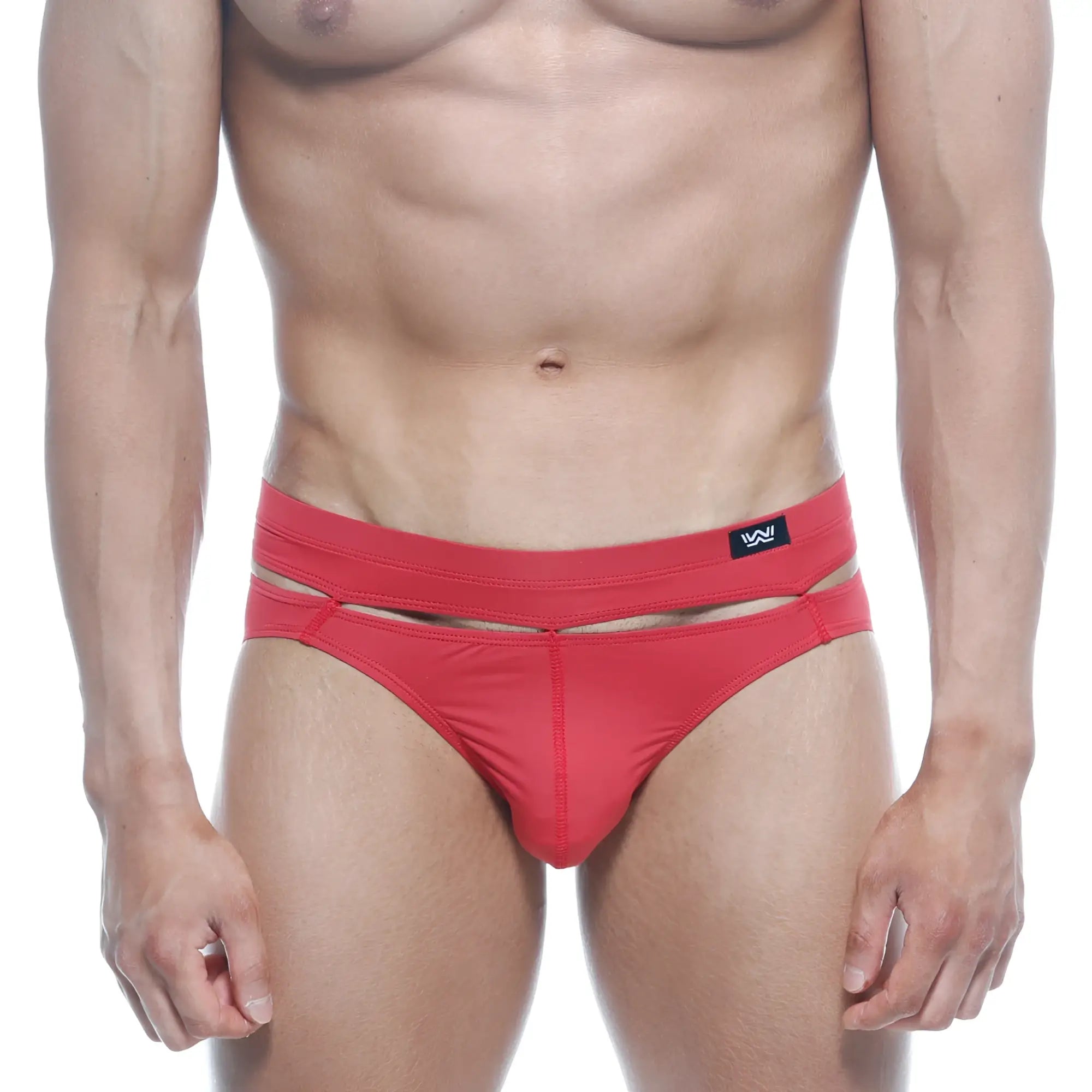 MetroMaleWear Concepcion brief red 5213-12 red athletic briefs with bold modern cut and black logo waistband