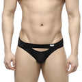 Metro male wear contento bikini black briefs with sleek form fitting design and black mesh trim