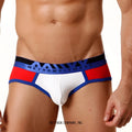 Metro male wear contrast brief red ii 9004-02 athletic briefs in white red and blue with bold logo waistband