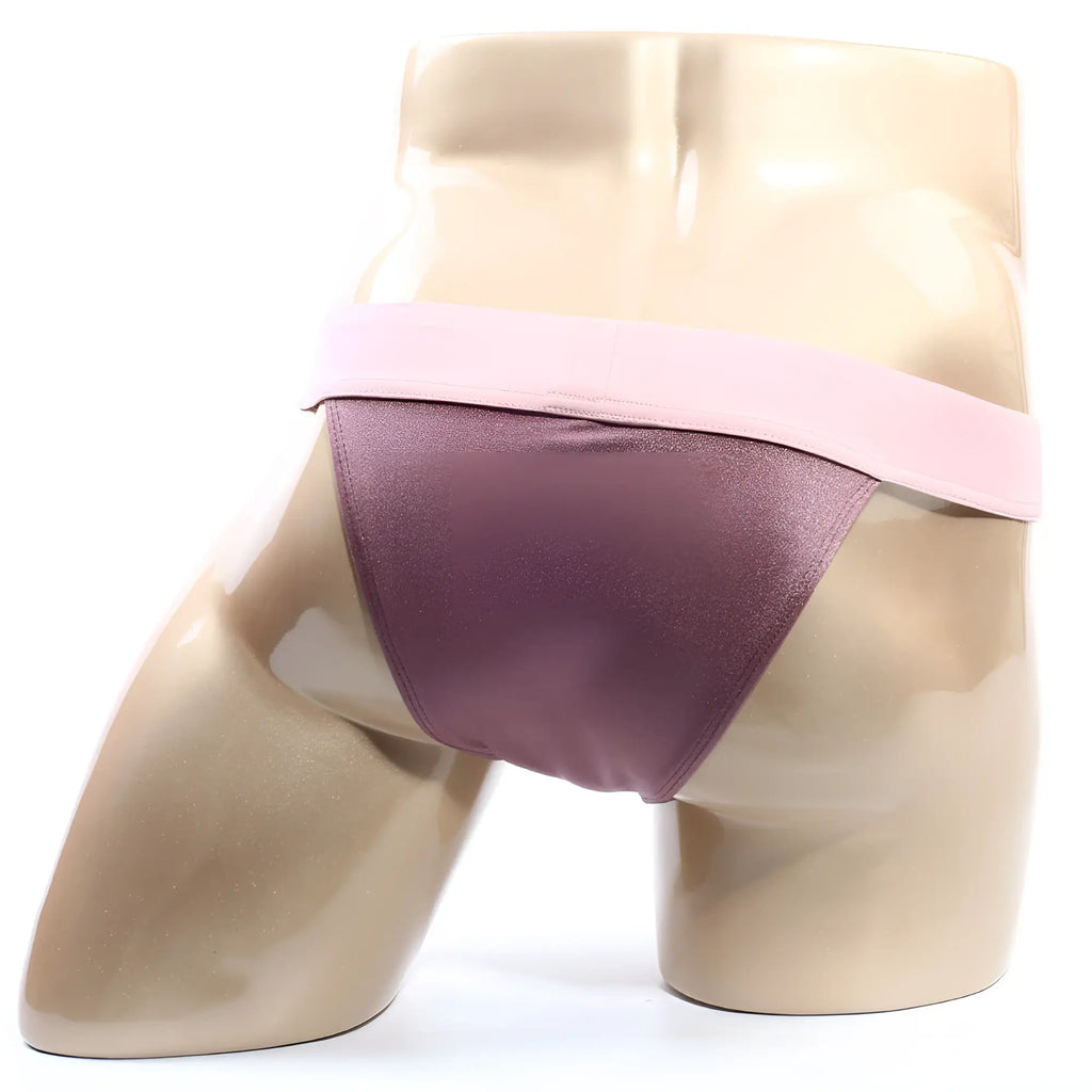 MetroMaleWear cosmos bikini lilac 1124-02 satin brief in shimmering mauve with a soft pink waistband