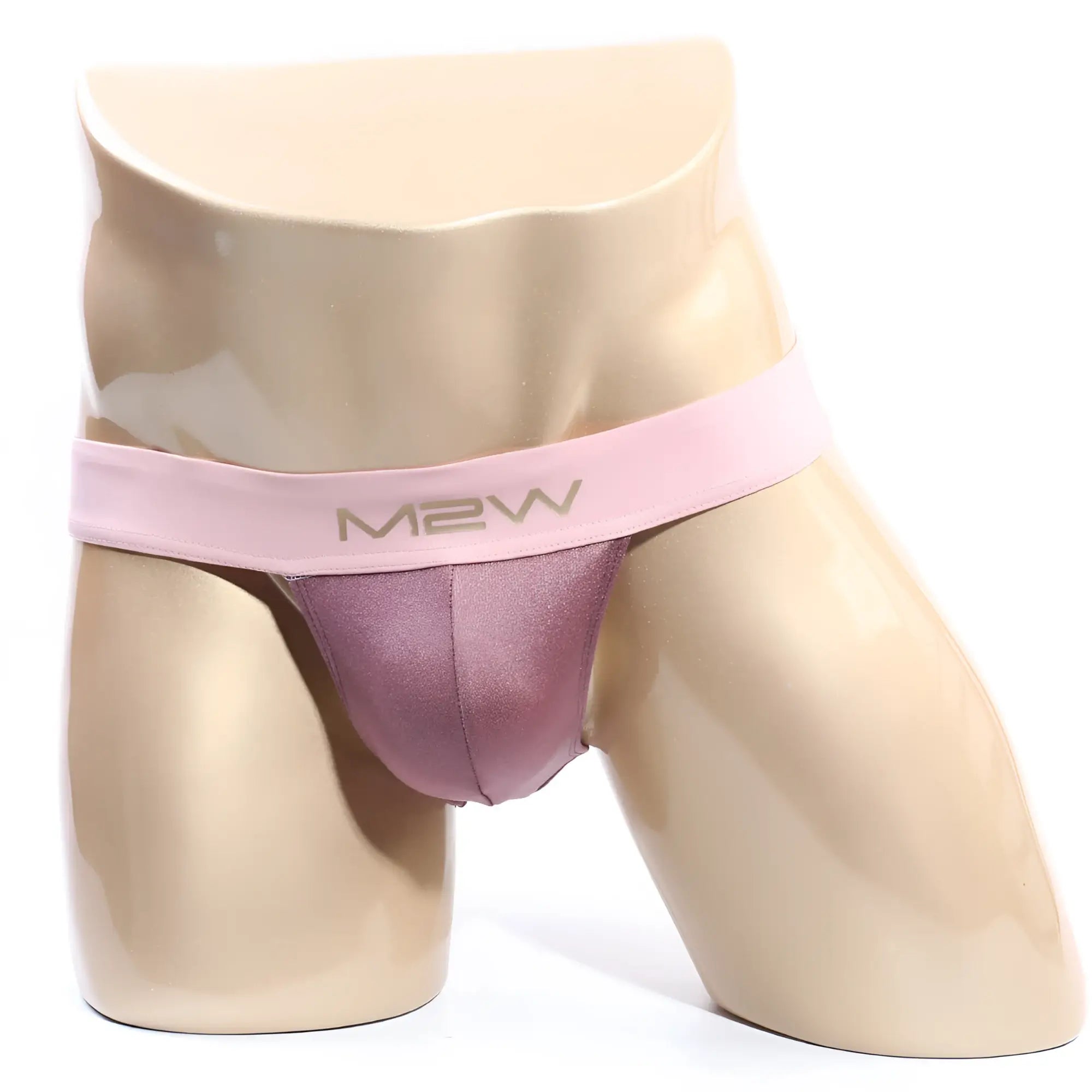 Pink satin metroMalewear cosmos bikini briefs with matching lilac waistband for comfortable everyday wear