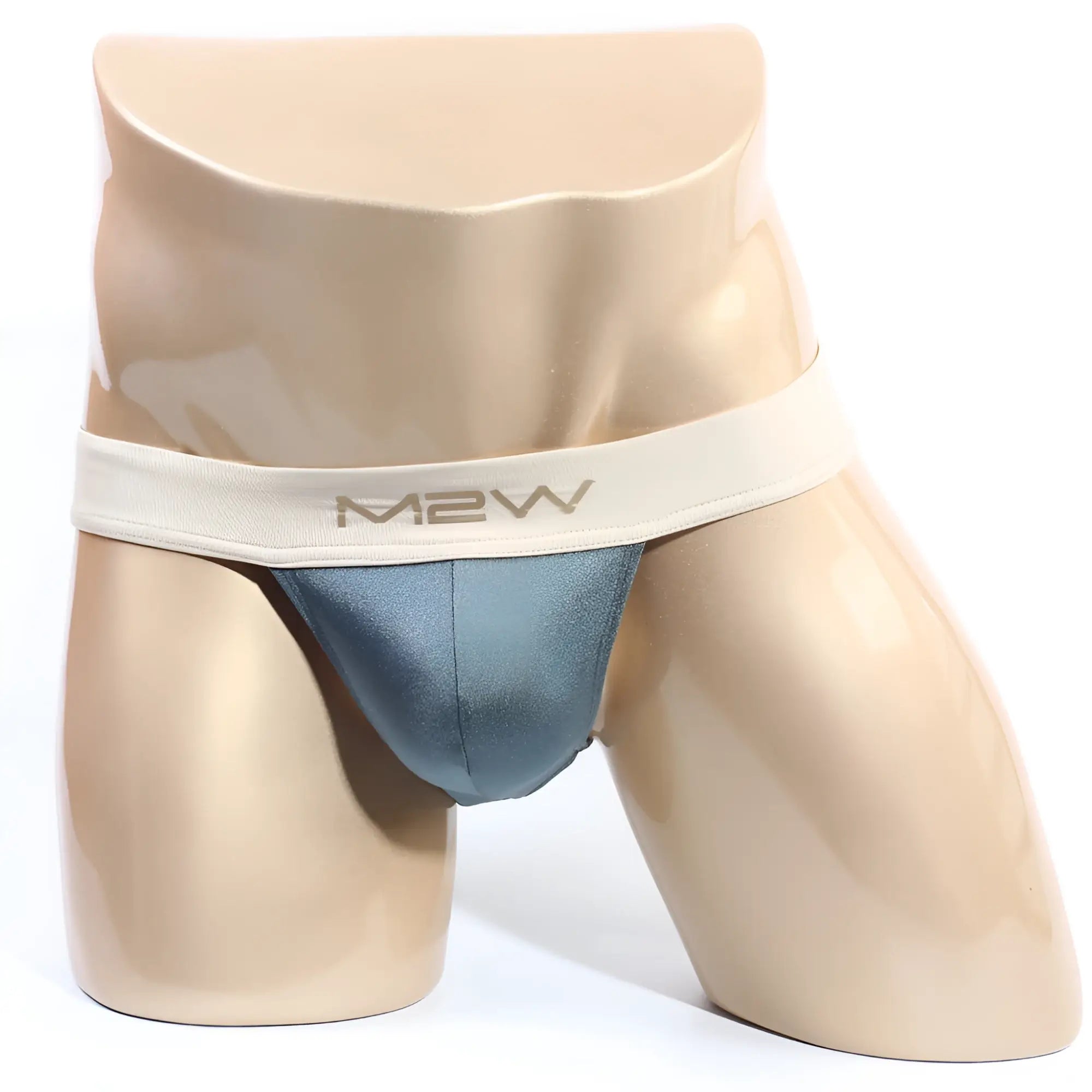 MetroMaleWear Cosmos bikini moss 1124-07 men’s blue satin briefs with cream elastic waistband by M2w brand