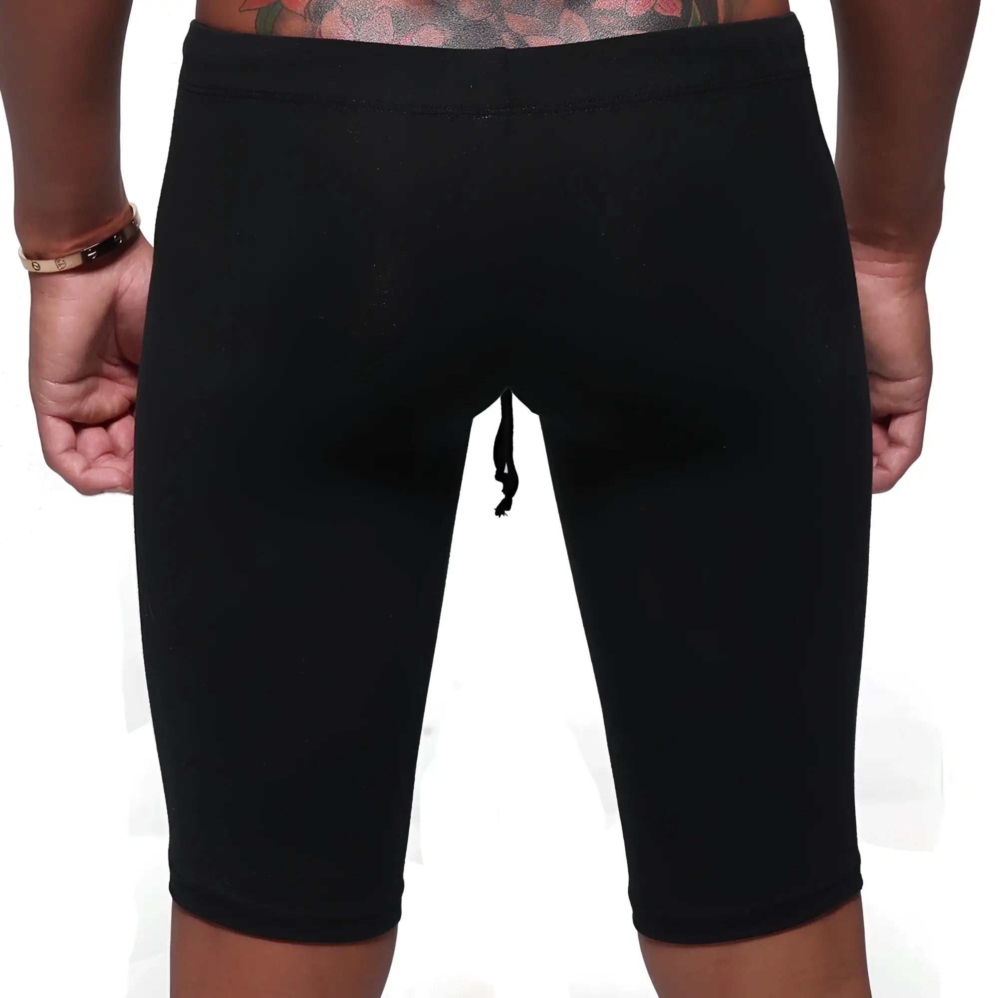 MetroMaleWear cotton biker black athletic shorts with drawstring waistband for comfortable active wear