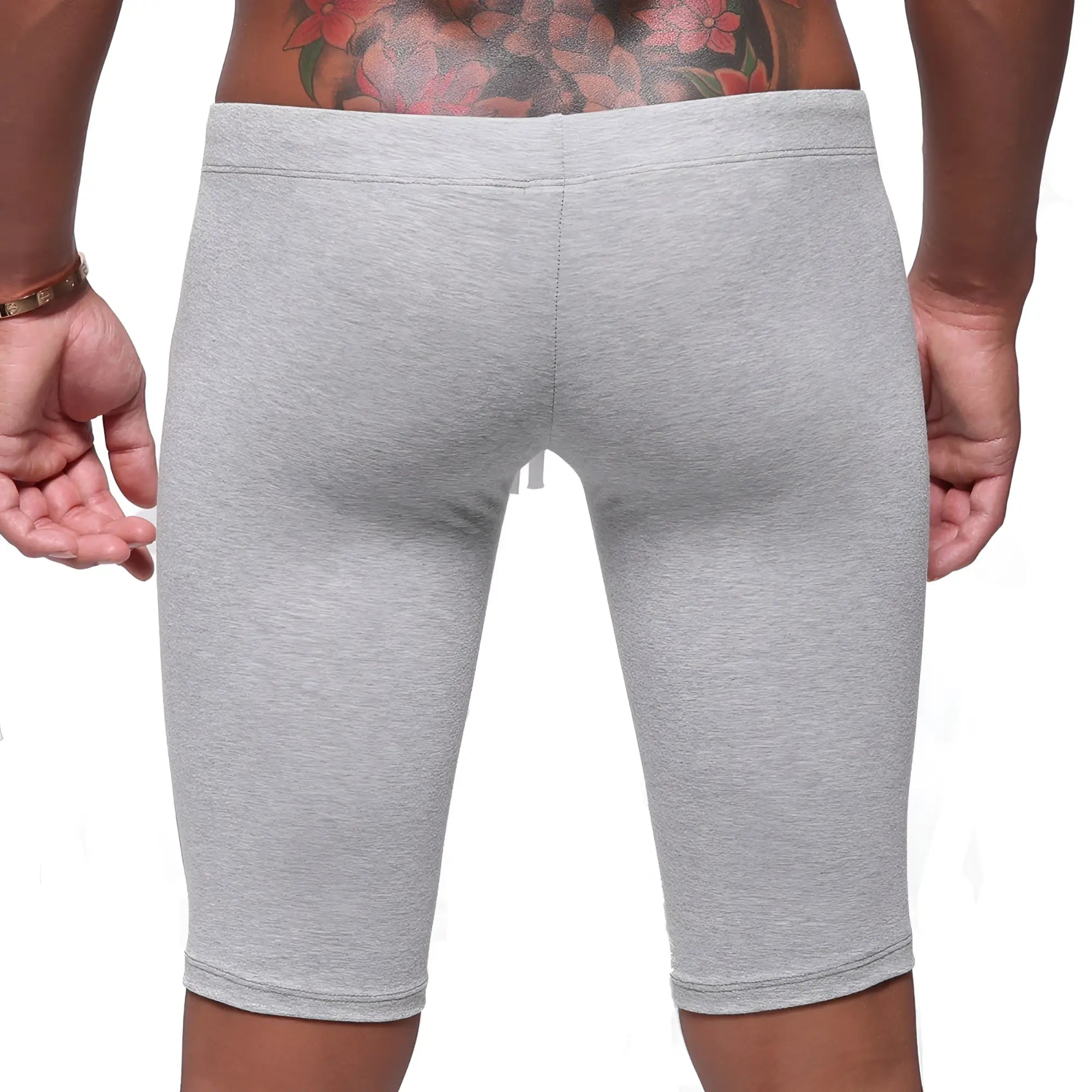 MetroMaleWear cotton biker gray 3020-10 gray heathered fabric bike shorts with snug fit and elastic waistband