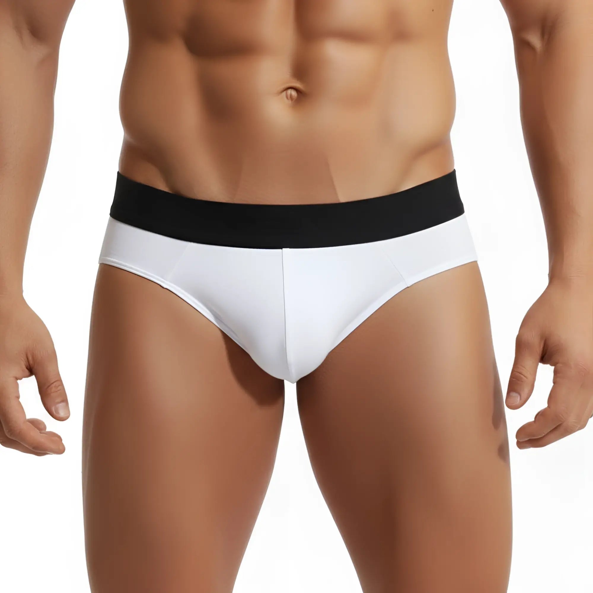 White cotton metro malewear hip briefs with black waistband comfortable everyday underwear