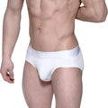 White men’s cotton briefs with smooth form-fitting design and embossed elastic waistband from MetroMaleWear