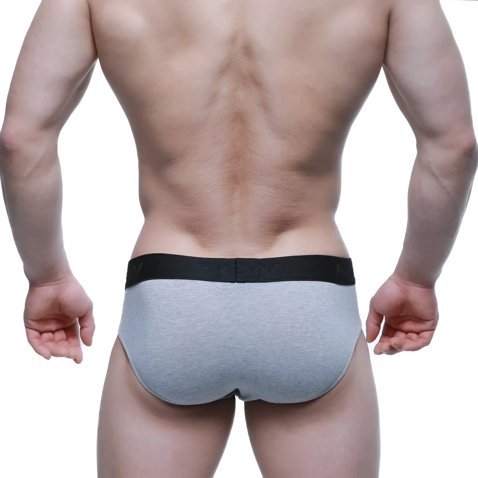 Gray heathered cotton hip briefs with a black elastic waistband featuring MetroMaleWear logo Jasper Gray 3006-09