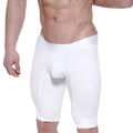 White men’s MetroMaleWear cotton compression shorts in crystal color with smooth fabric and subtle waistband branding
