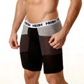 Black and gray cotton athletic boxer briefs with a white adidas waistband metroMalewear cotton long short 15 inch