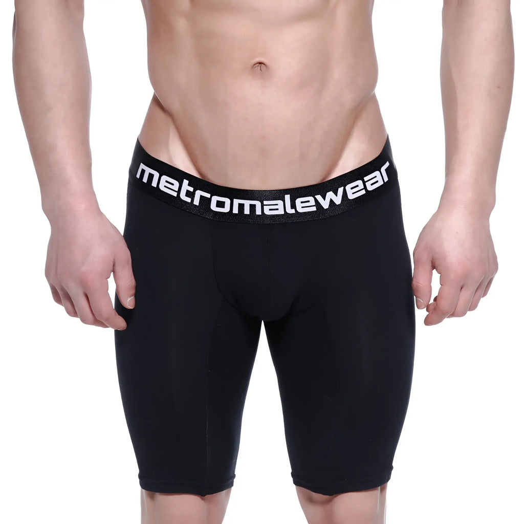 Black metromalewear cotton compression shorts with a white logo band intense 15 inch model 3024 21