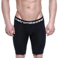 Black metromalewear cotton compression shorts with a white logo band intense 15 inch model 3024 21