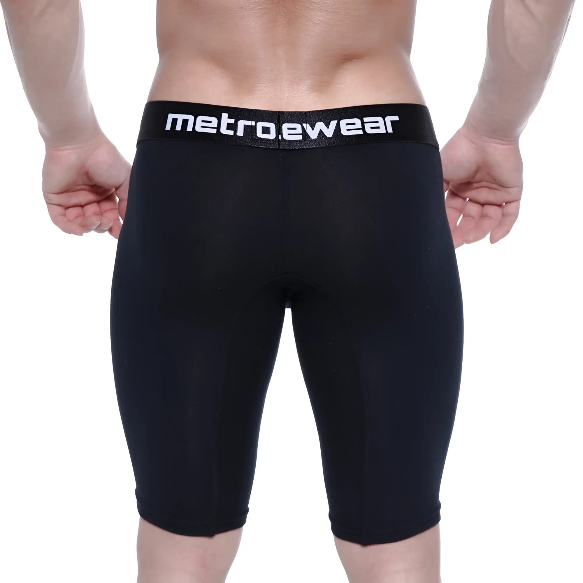 Black metromalewear cotton compression shorts with snug fit elastic waistband intense 15 inch 3024-21