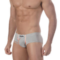 Gray heathered cotton briefs with orange trim and nomad label metroMalewear cotton punto grey 7003-10