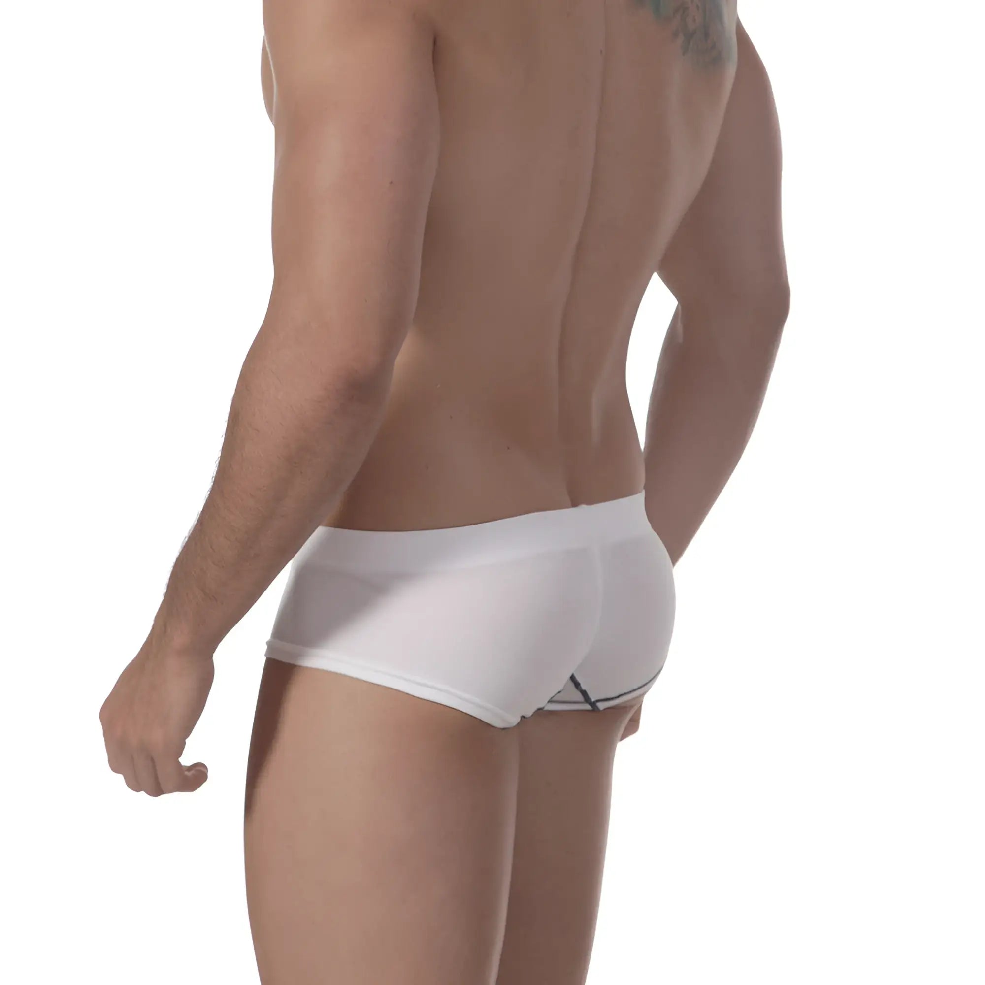 MetroMaleWear cotton punto white briefs with subtle black trim along side seam for comfortable everyday wear