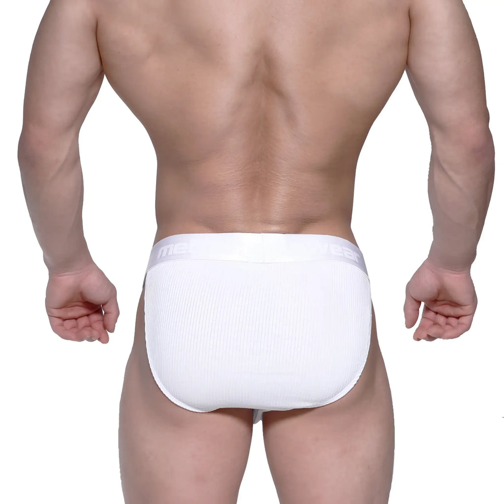 MetroMaleWear cotton rib bulge bikini white briefs with a snug fit and elastic waistband in a ribbed fabric