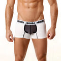 White and black cotton athletic briefs with a branded waistband from MetroMaleWear cotton short boxer 7 inch 3022-C00