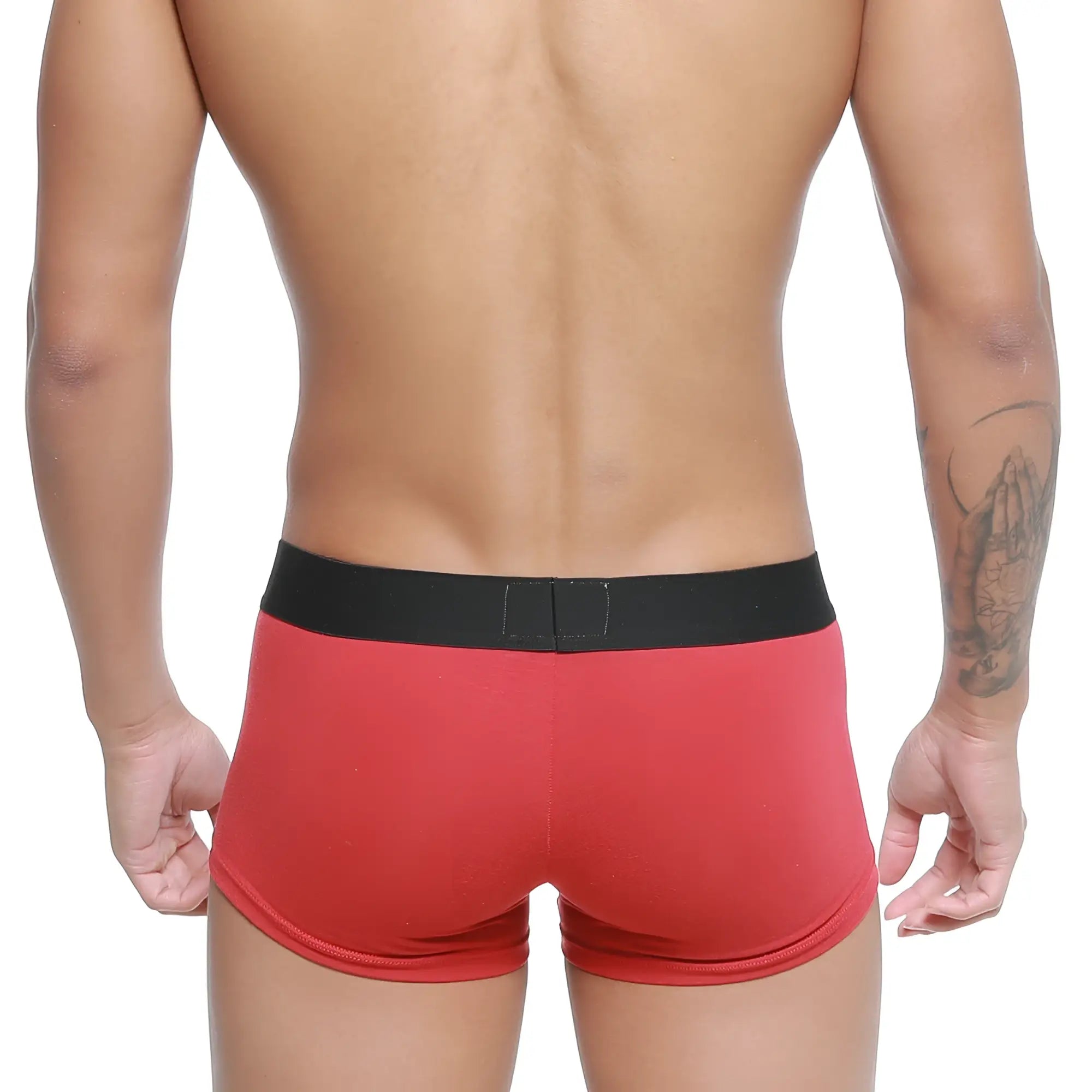 MetroMaleWear cotton trunk terracotta 2026-34 red boxer briefs with black elastic waistband front view