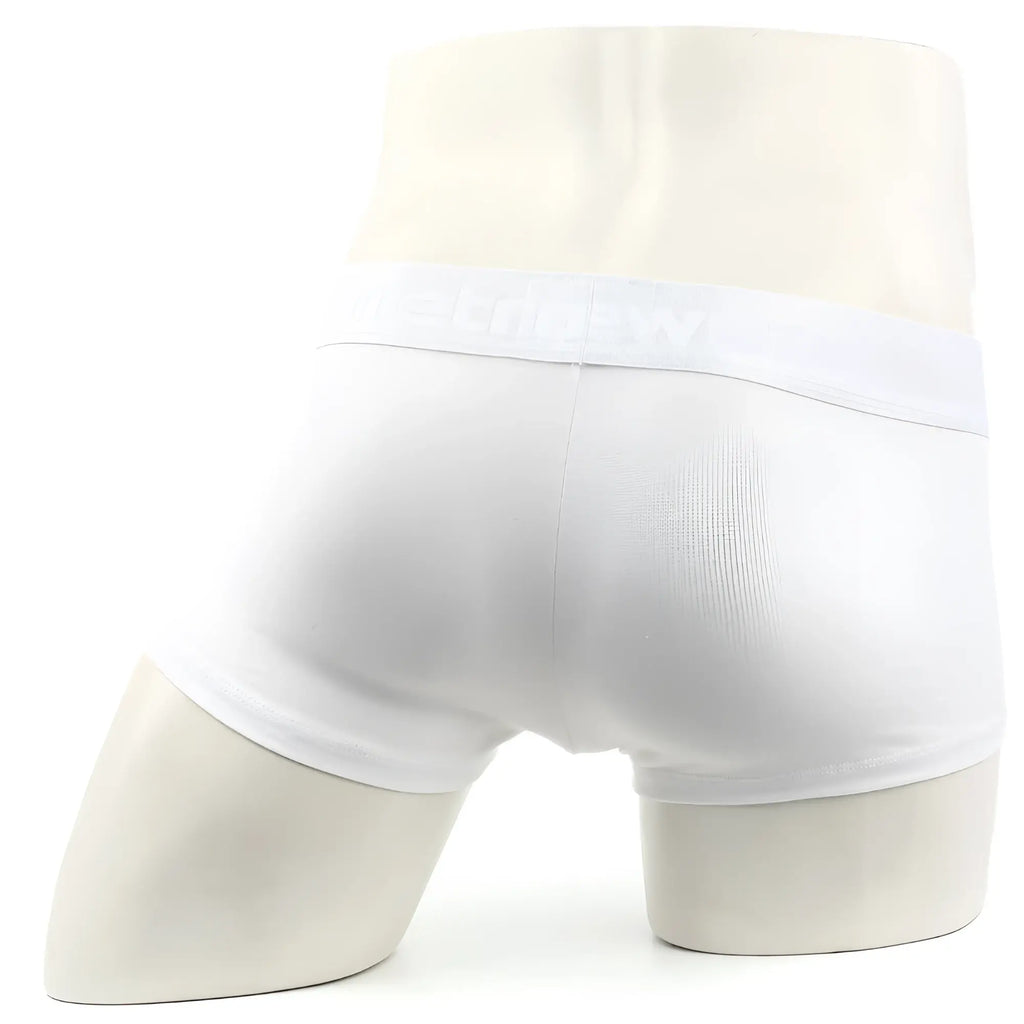White MetroMaleWear County Trunk briefs with a smooth form-fitting design and subtle logo on the waistband
