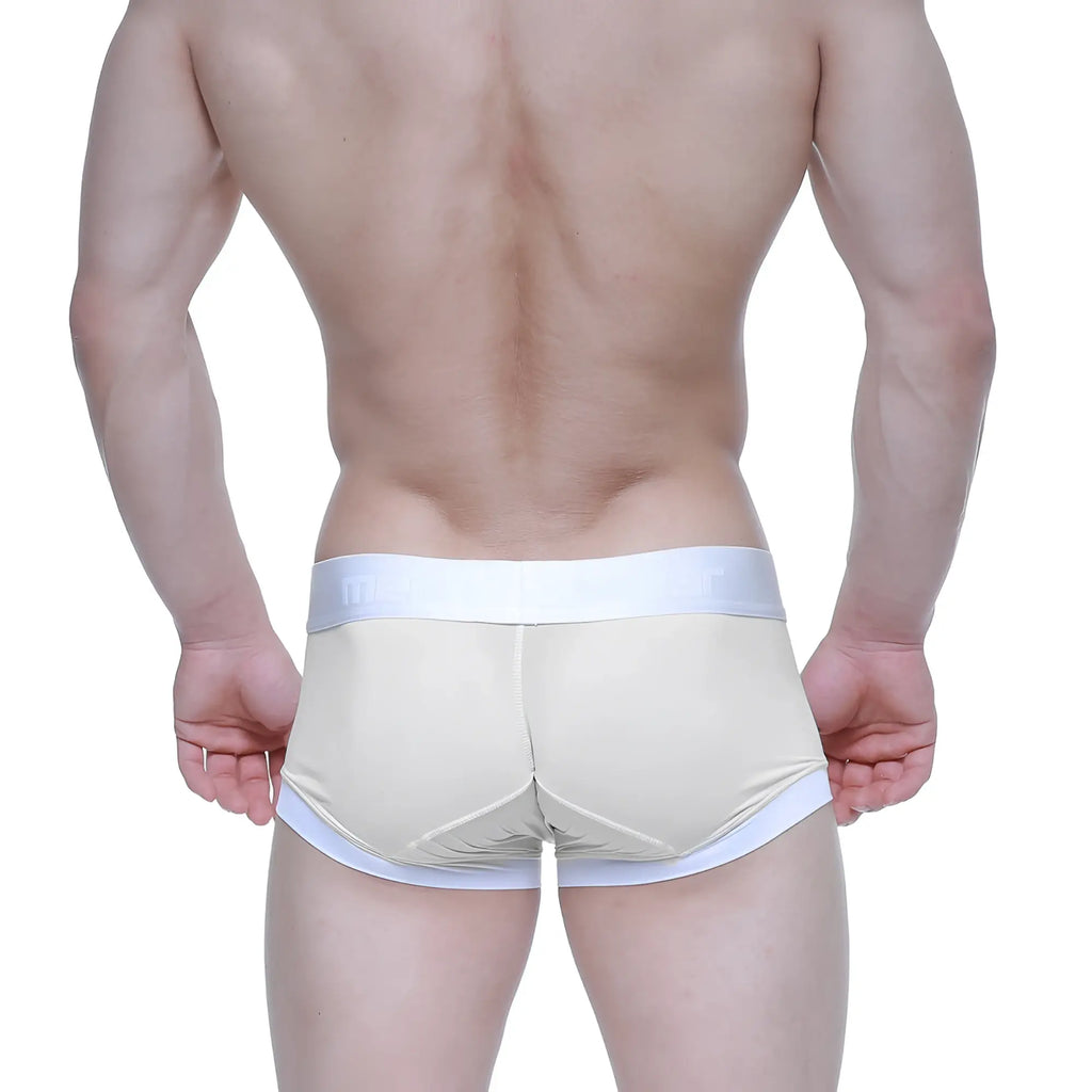 Metro male wear crema boxer brief beige 3026 04 cream-colored form-fitting men briefs with white elastic waistband and trim