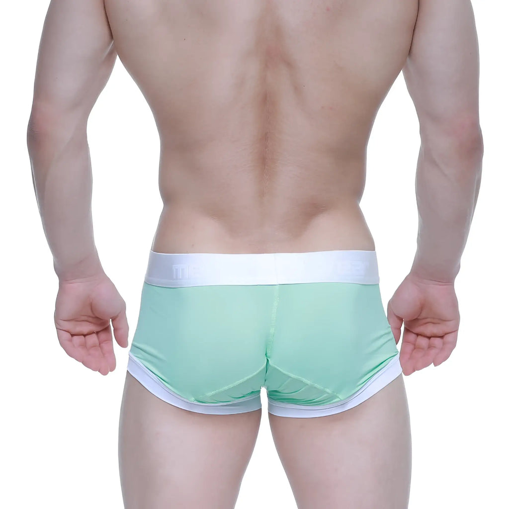 MetroMalewear crema boxer brief green 3026-07 mint green and white athletic briefs with snug fit and elastic waistband