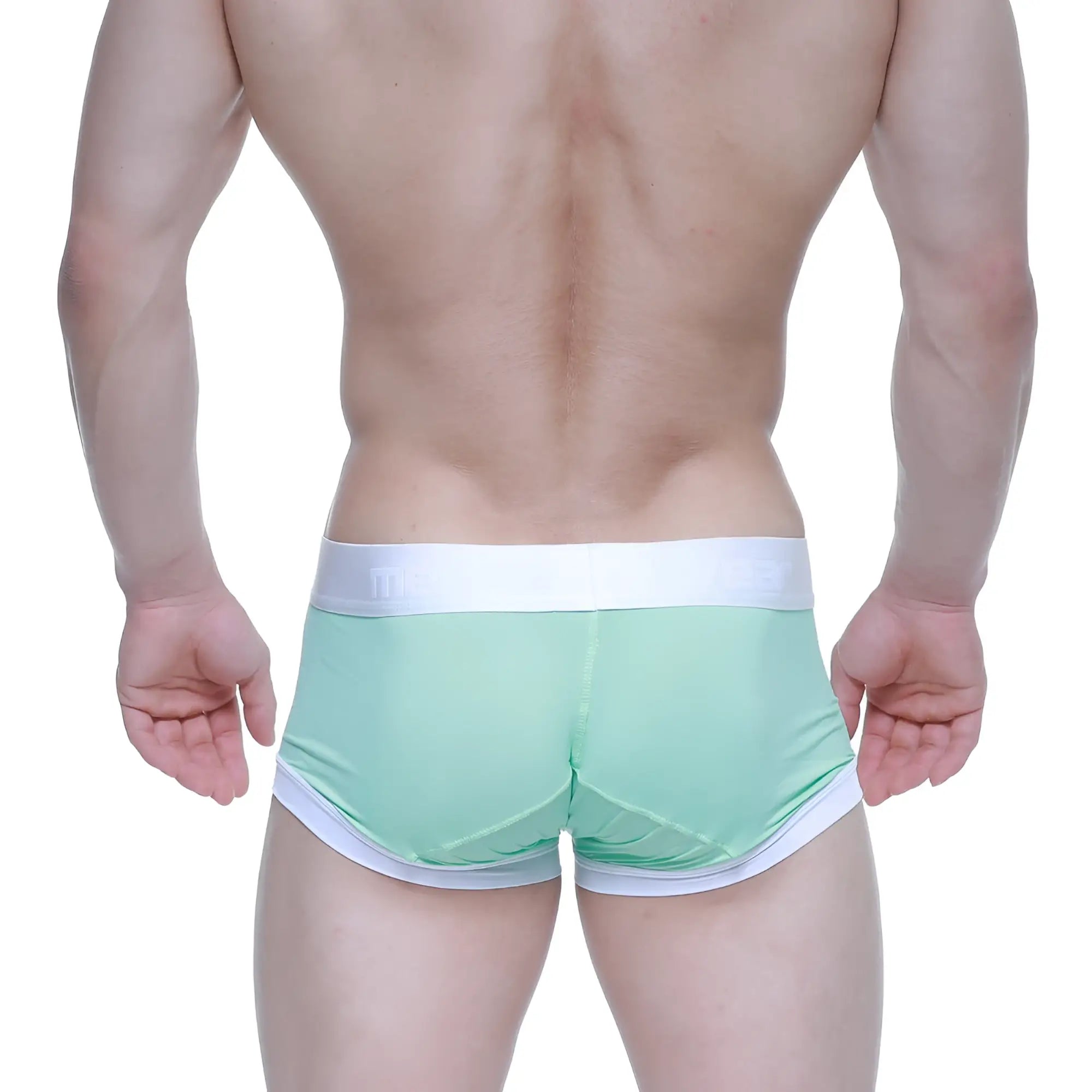 MetroMalewear crema boxer brief green 3026-07 mint green and white athletic briefs with snug fit and elastic waistband