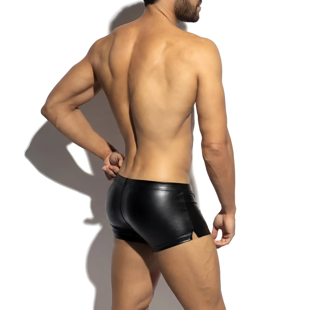 Black shiny faux leather briefs metroMalewear cyber boxer black 7015-20 with a sleek form-fitting design