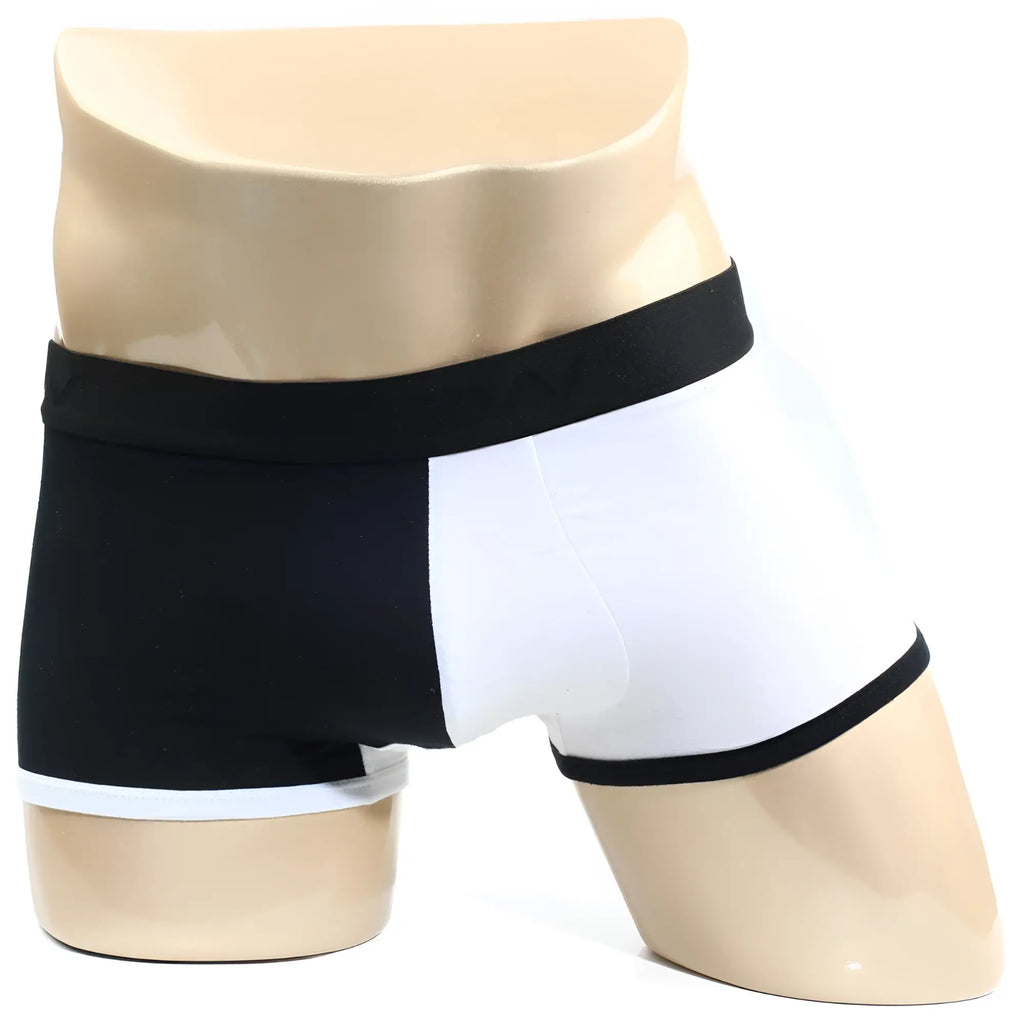 MetroMaleWear Daemon no show boxer 2924-00 black and white two-tone briefs with contrasting panels and waistband