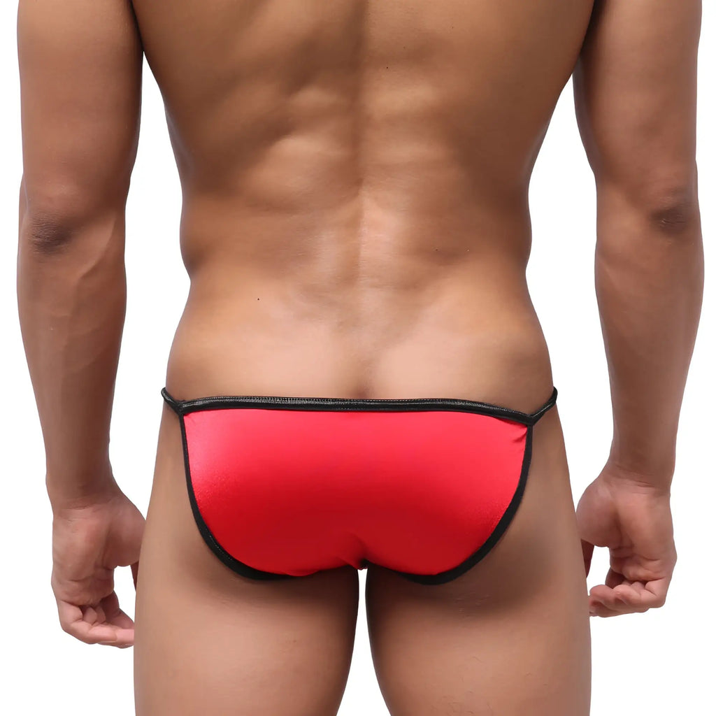 Metro male wear dangerous swim bikini red athletic briefs with black trim designed for swimming and beachwear