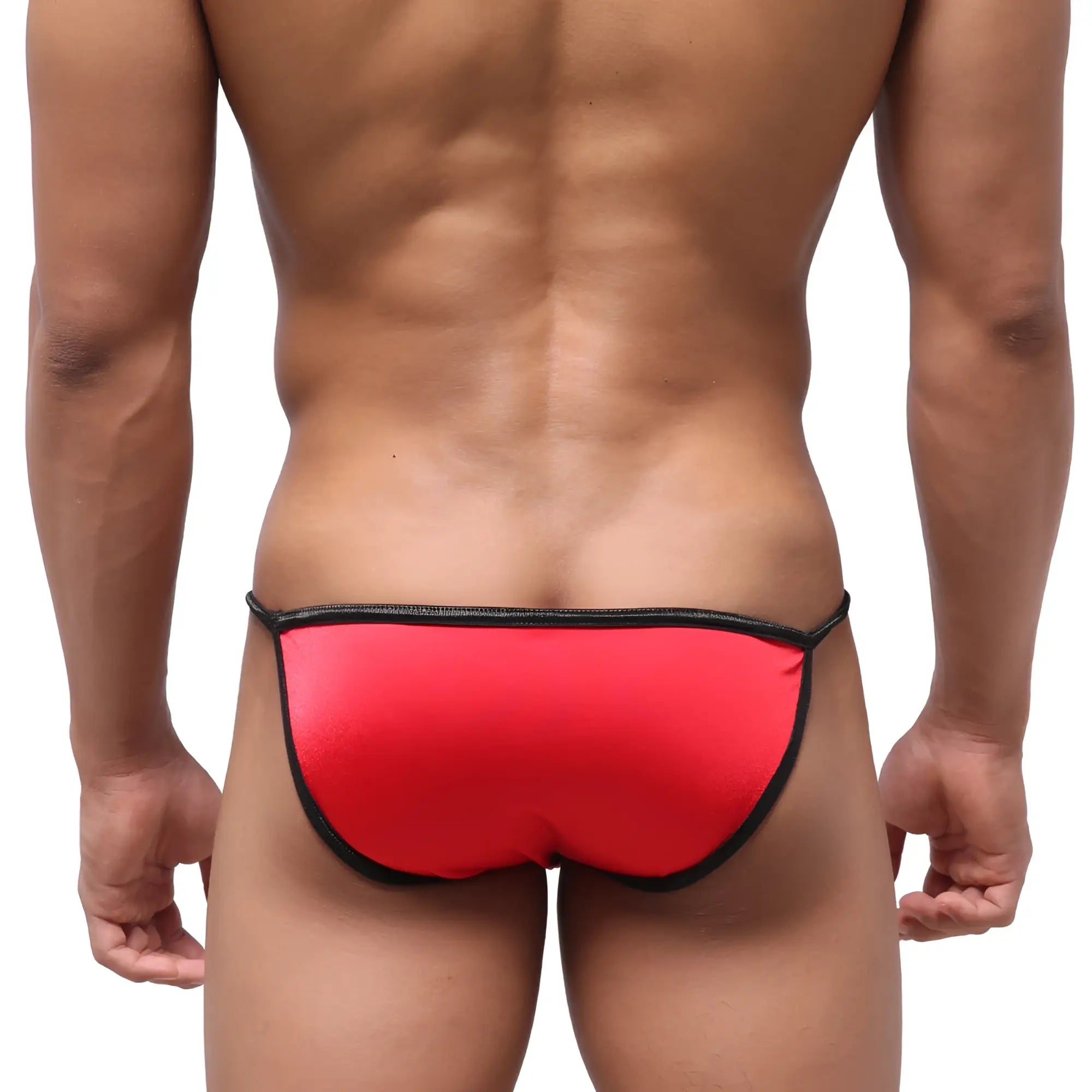 Metro male wear dangerous swim bikini red athletic briefs with black trim designed for swimming and beachwear