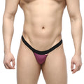 Purple and black metro male wear dangerous thong grape 8002-22 with snug form-fitting design shown from the back side