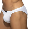 White mens briefs metroMalewear darcian bikini 1016-00 with sleek form-fitting design and subtle waistband brand tag
