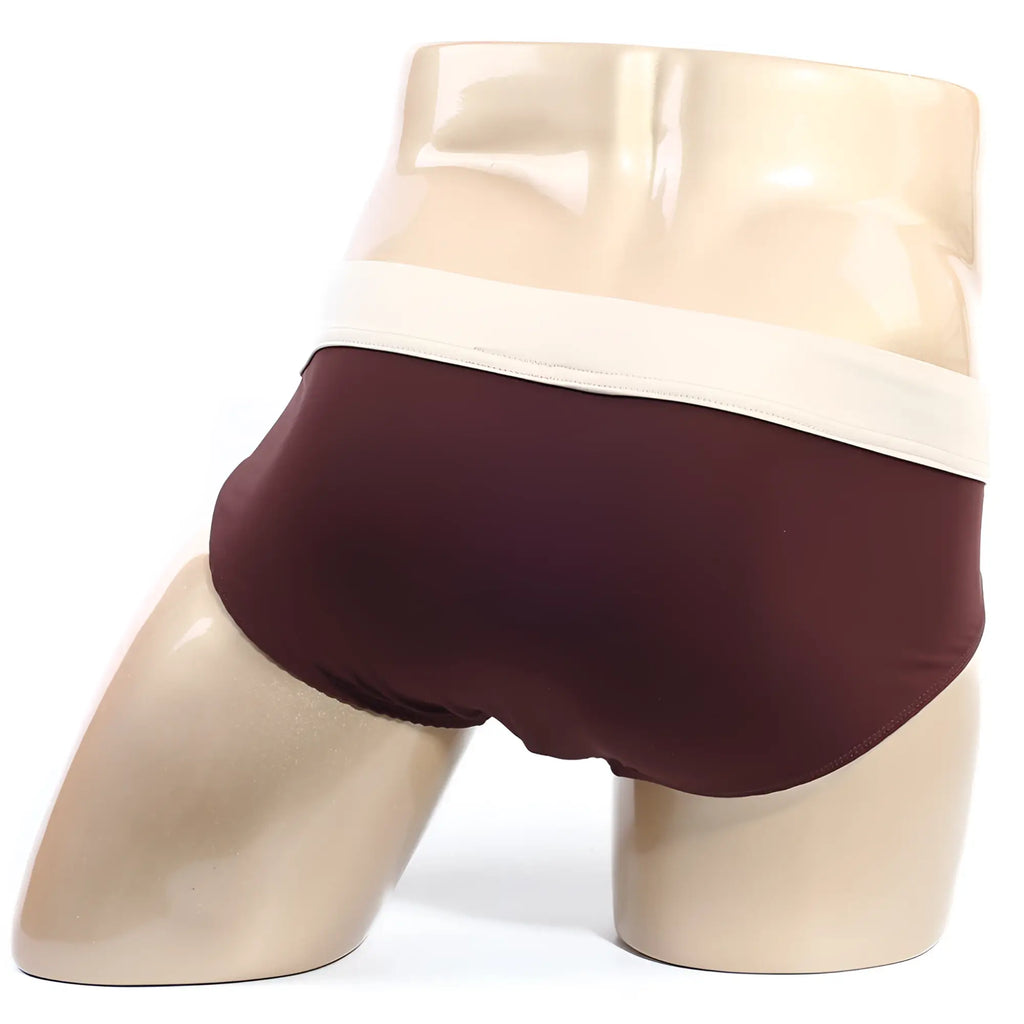 Metro male wear deportivo brief espresso 5203 f23 brown briefs with contrasting cream-colored waistband front view