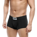 Black men’s boxer briefs with white merton & glewer label on waistband metro male wear deseo boxer black 3323-20
