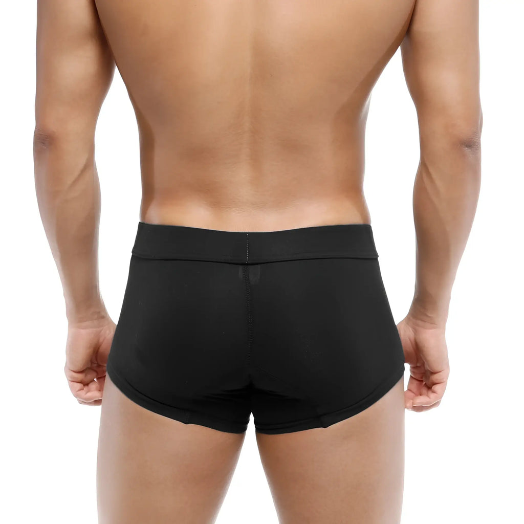MetroMaleWear Deseo boxer black briefs with smooth form-fitting fabric and minimalist design front view