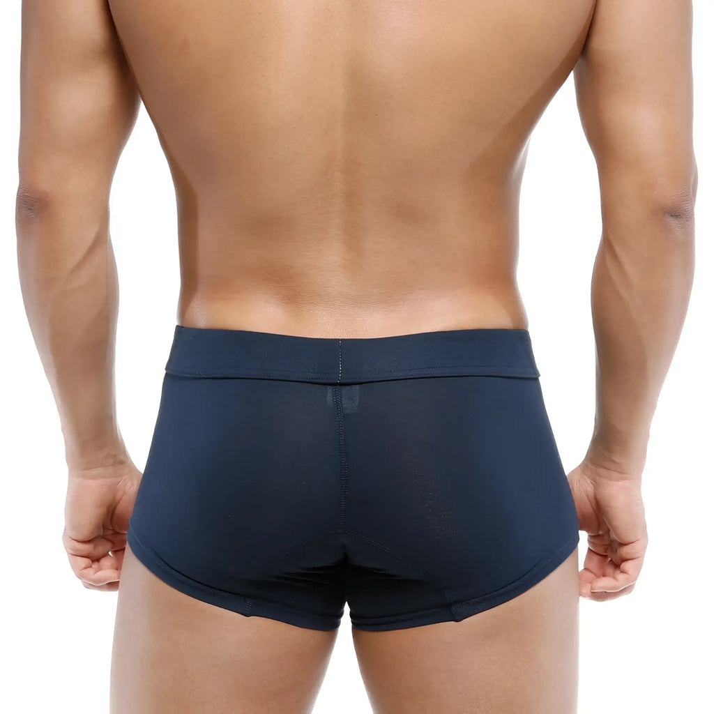 Navy blue MetroMaleWear Deseo Boxer athletic briefs with smooth stretchable fabric and contoured waistband