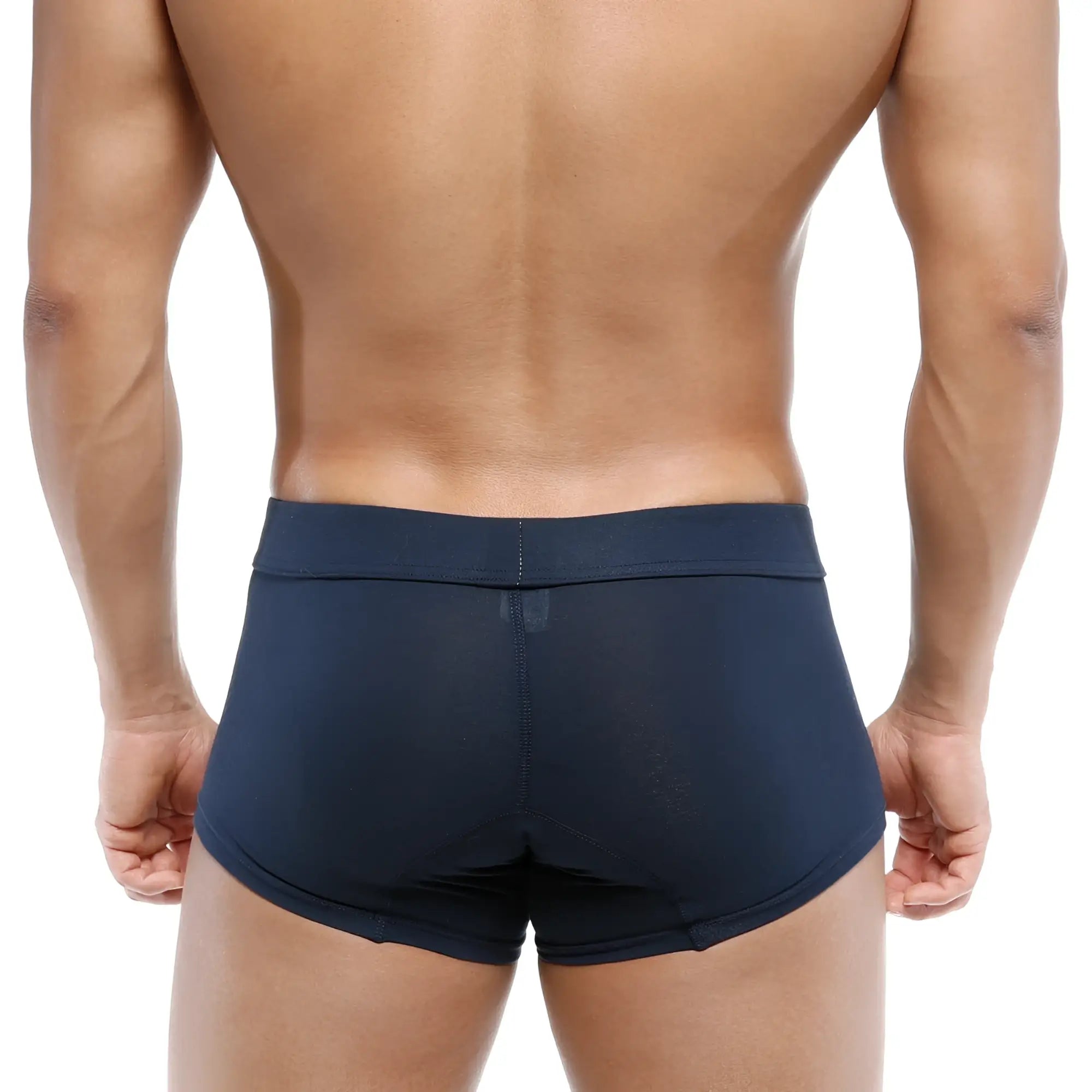 Navy blue MetroMaleWear Deseo Boxer athletic briefs with smooth stretchable fabric and contoured waistband