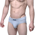 Gray heathered cotton briefs with black and white metro malewear branded waistband deseobrief gray 5503-10