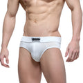 White metro male wear deseo brief with black logo waistband comfortable breathable cotton men’s underwear