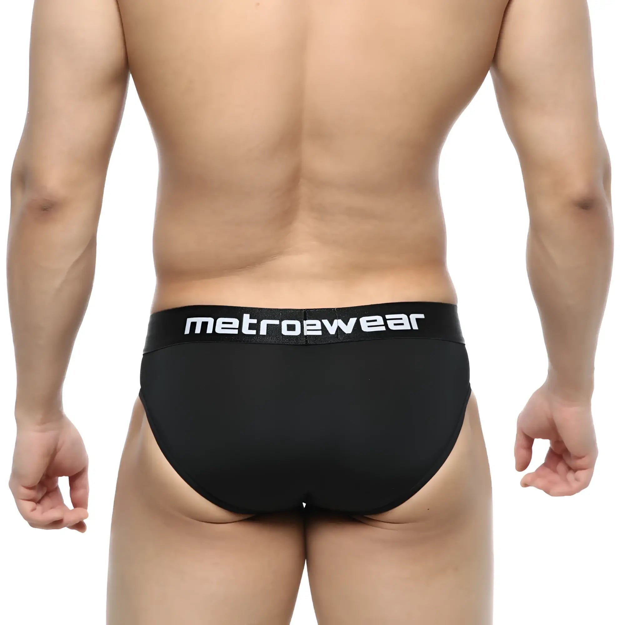 Black metrowear dolce briefs with white logo waistband designed for comfortable everyday wear