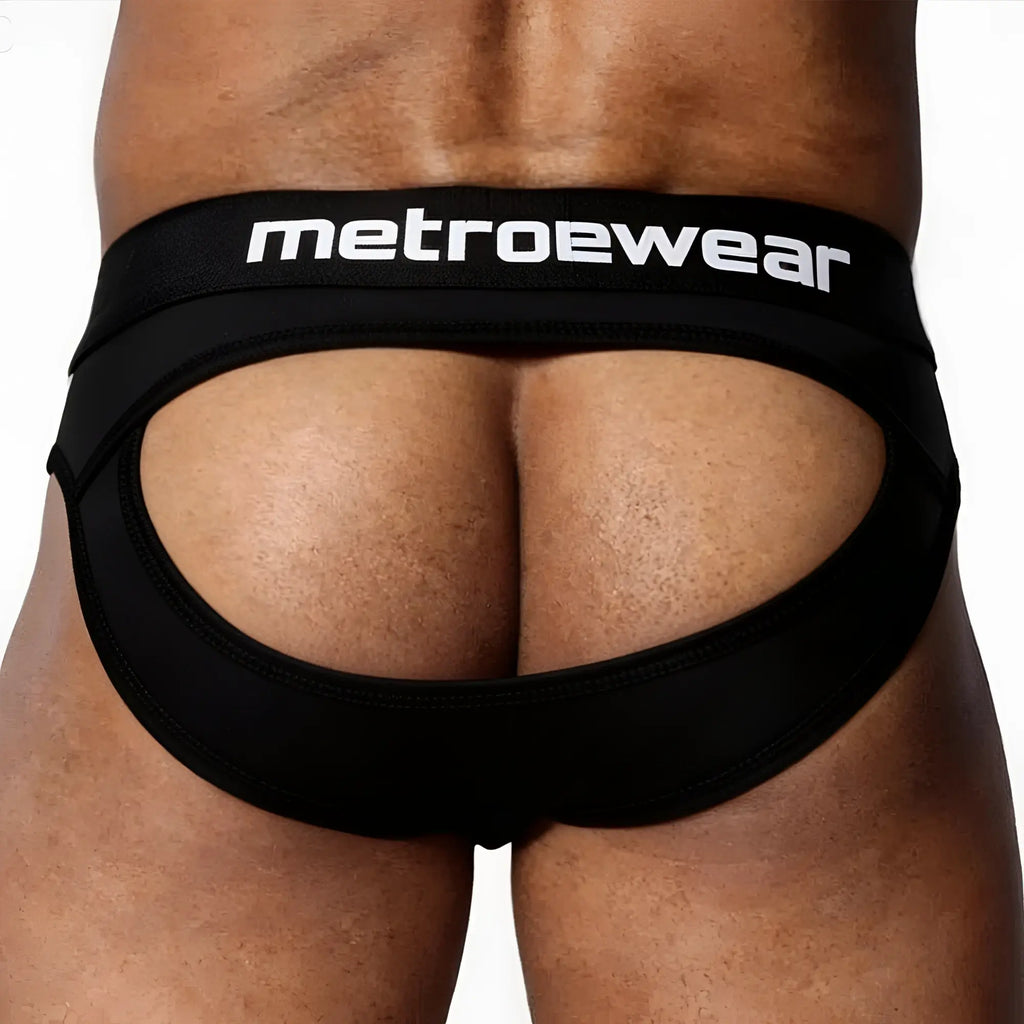 Black metromalewear drake jock brief noir 5666-20 with wide waistband and cutout design for stylish support