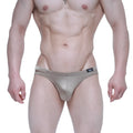 MetroMaleWear Elegance Bikini 5103-M02 shiny metallic gold briefs with sleek form-fitting design and black brand tag on waistband