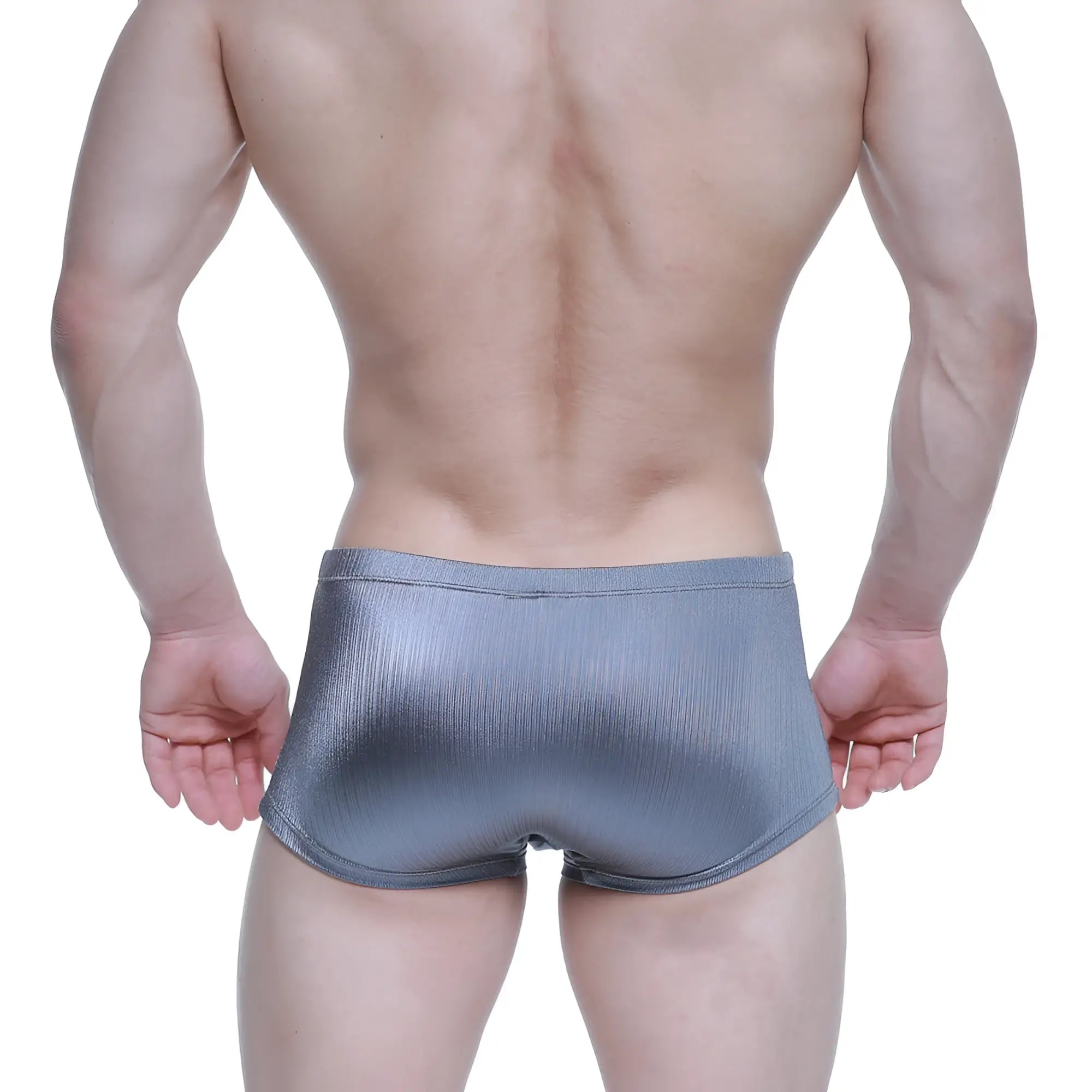 MetroMaleWear enhancement boxer metal 2043-10 silver metallic briefs with ribbed texture for comfortable fit