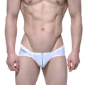 MetroMaleWear Entropy bikini white briefs with sleek minimalist design and subtle black stitching along center seam