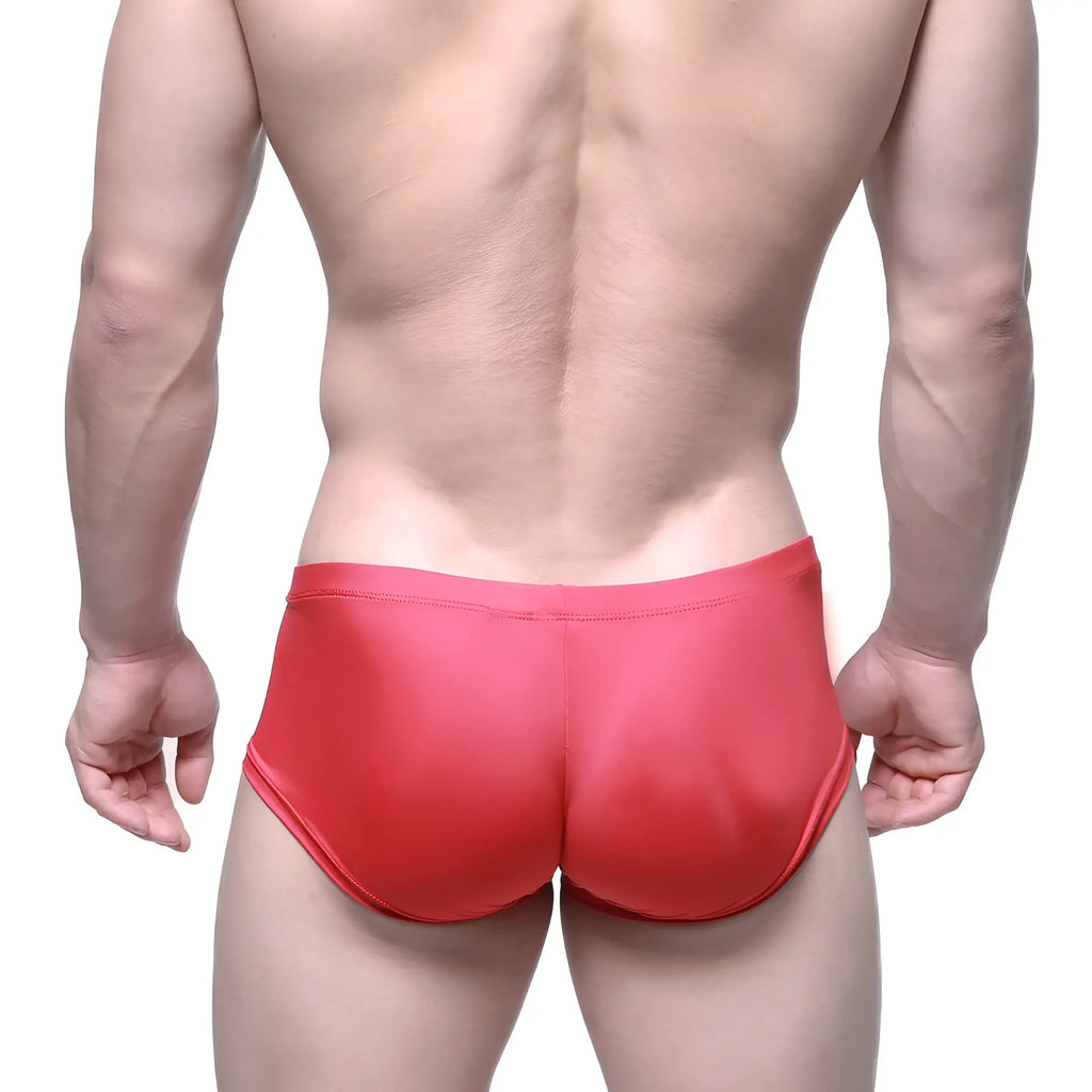 MetroMalewear entropy trunk red 2125-11 red shiny fabric swim trunks designed for swimming and beachwear