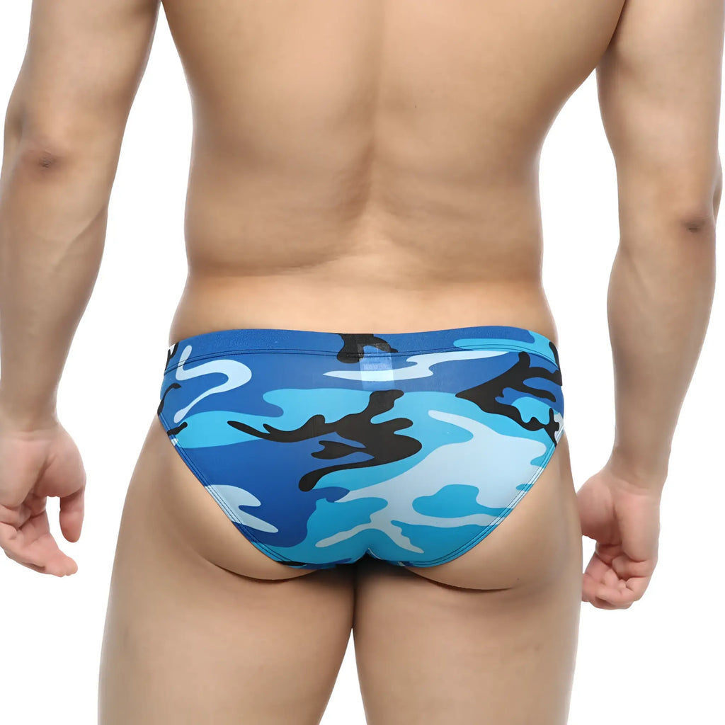 MetroMalewear equipaje bikini 5103-83 swim trunks with blue and black camouflage pattern for casual swimwear use