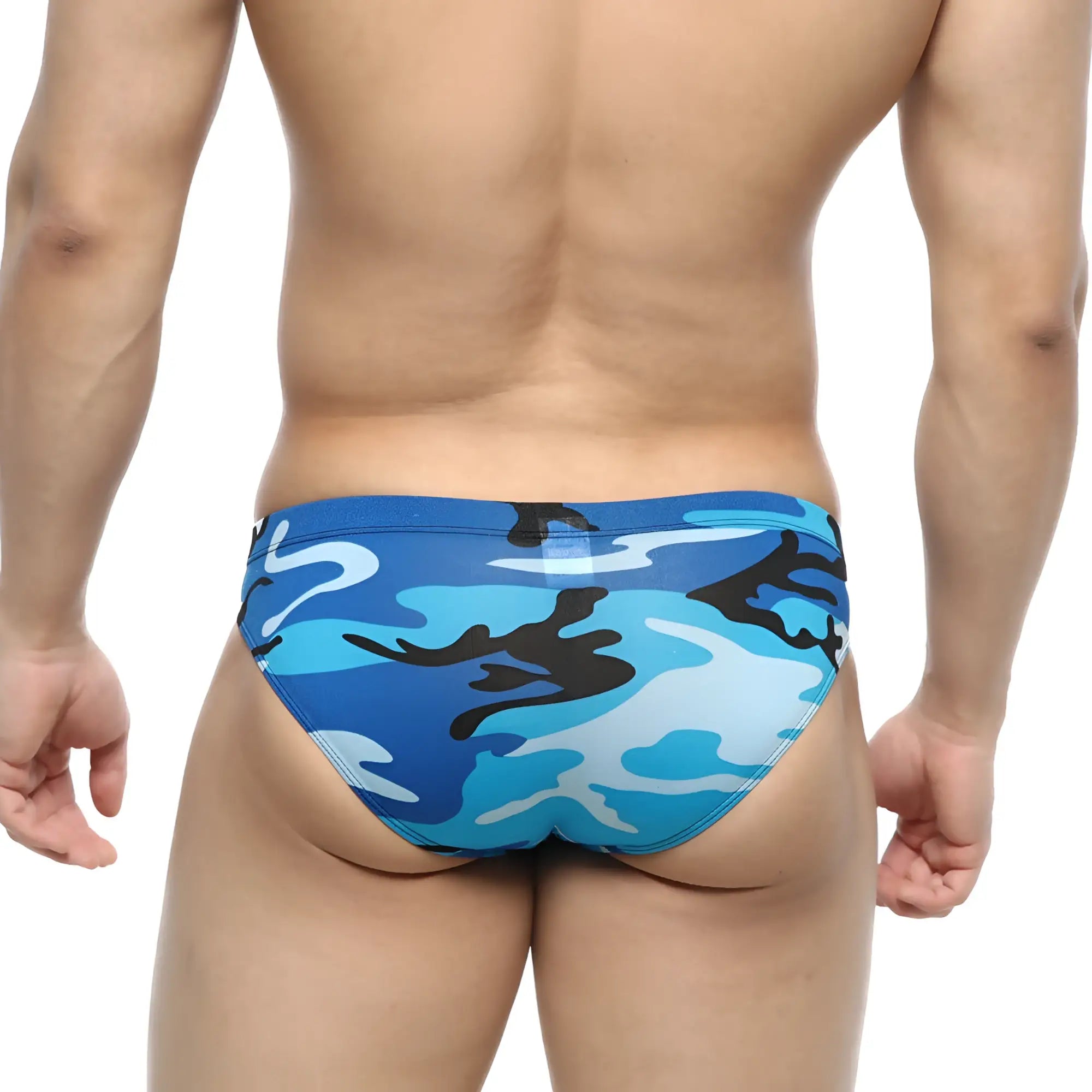 MetroMalewear equipaje bikini 5103-83 swim trunks with blue and black camouflage pattern for casual swimwear use