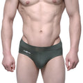 MetroMalewear espacio brief green 5104-26 dark olive green m2w brand briefs with sleek form-fitting design and white logo