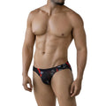 MetroMaleWear Espejo Bikini 5103-M35 black and red geometric patterned men briefs with subtle sheen