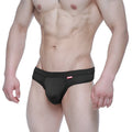 Black MetroMaleWear Eterna thong 3722-20 with red logo on waistband designed for athletic support and comfort