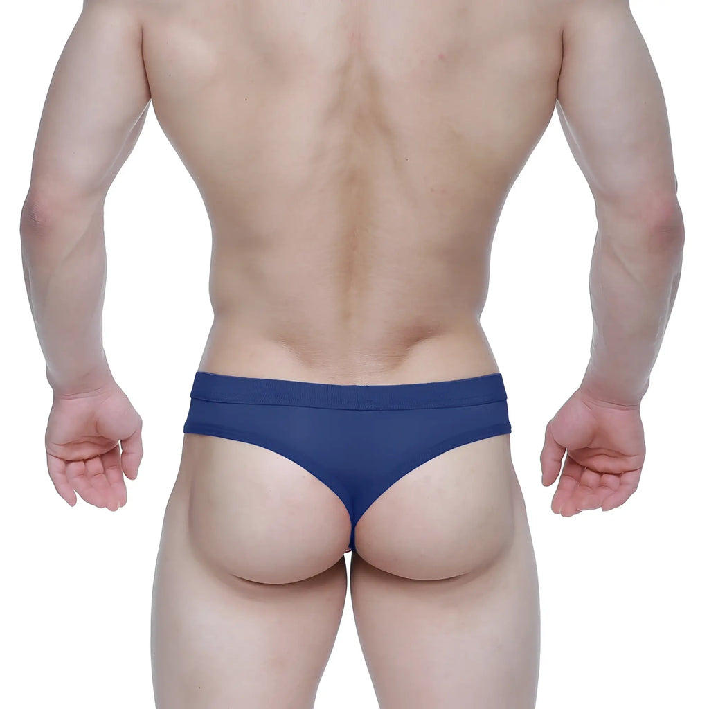 Metro male wear eterna thong dark blue 3722-28 navy blue briefs with smooth fabric and narrow waistband front view